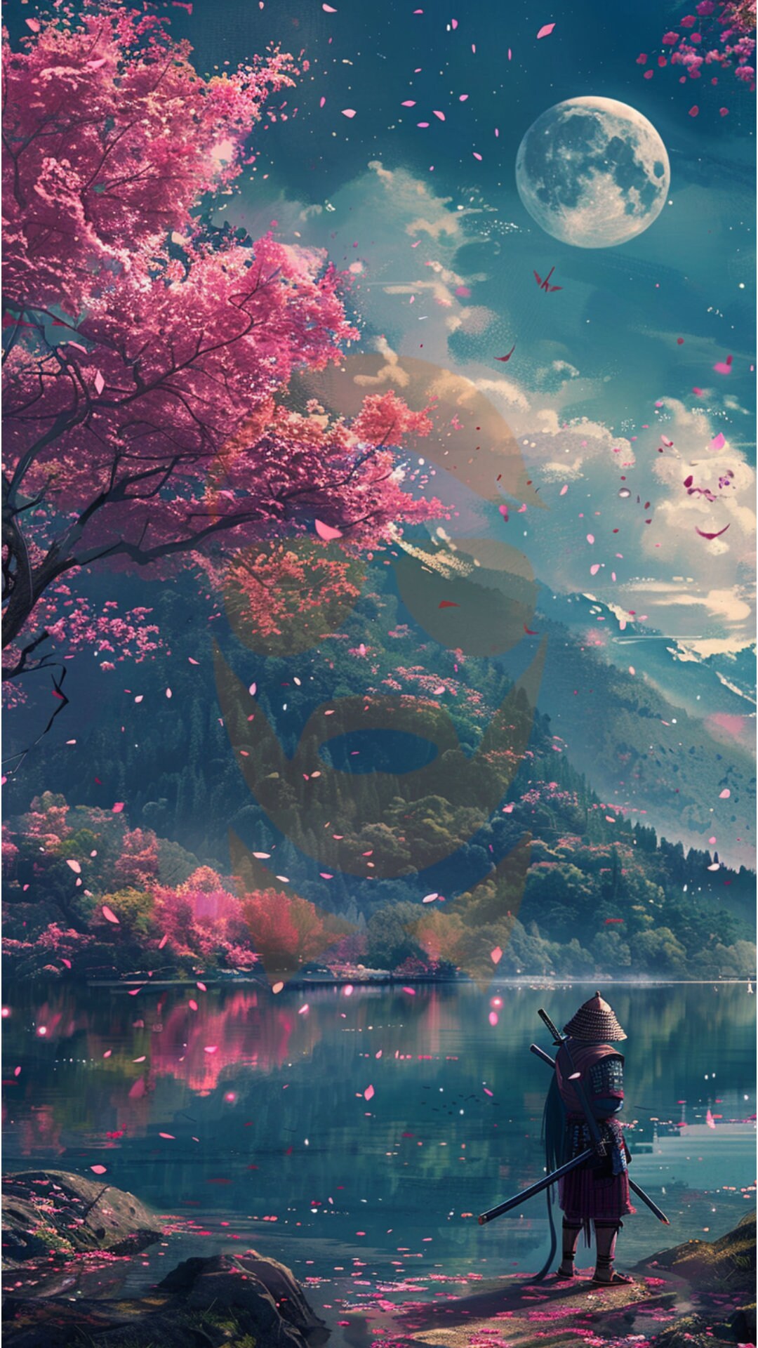 Bundle Phone Digital Wallpaper Samurai Lake/mountain - Etsy