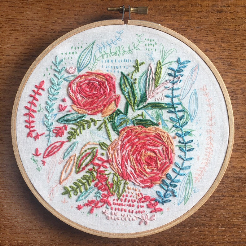 Hand Embroidery Pattern: 01 Garden Rose PatternSketchbook Stitches-Modern Contemporary Embroidery-DIY Hoop Art PDF Download-Amy L. Frazer image 5