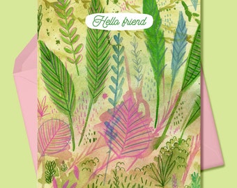 Hello Friend Floral Greeting Card