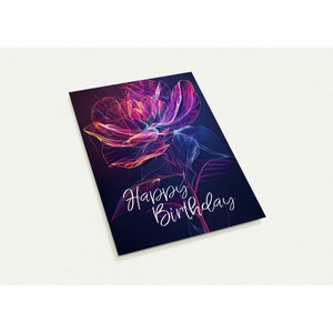 Pack of 10 Greeting Cards Happy Birthday Flower transparent