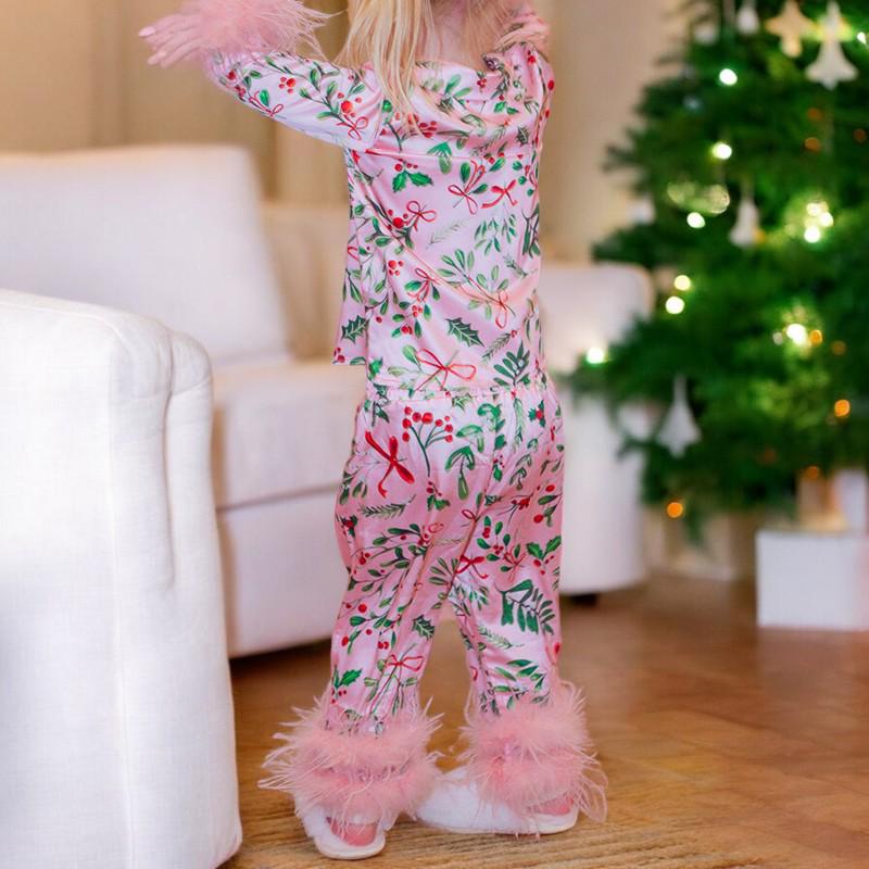 Mother Daughter Matching Christmas Pajamas | Silk Pjs Set | Christmas Pajamas Gifts | Xmas Gifts | Feathers Pajama | Silk Pajama Set