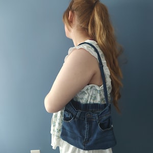 Blue Denim reconstructed handmade shoulder bag/purse