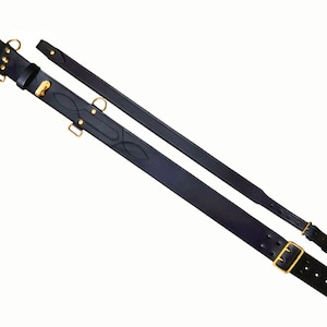 Sam Browne Leather Belt and Shoulder Strap - Custom Made Real Leather Brass Buckle Accessories