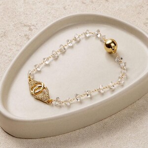 14K Vergoldetes Herz-Zirkon-Armband mit CZ-Verschluss