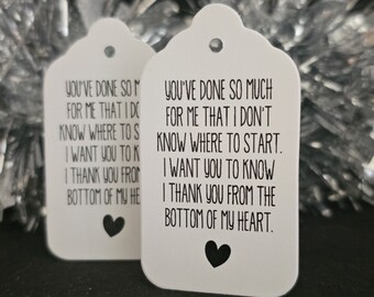 You've Done So Much Thank You (my MEDIUM, LARGE or SMALL tag) Non-Personalized Favor Tag Choose your amount