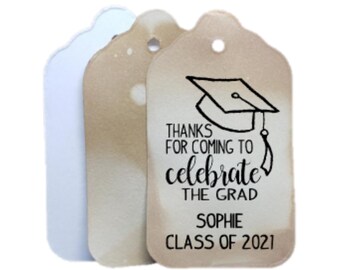 Thanks for Coming to Celebrate the Grad (my MEDIUM, LARGE or SMALL tag) Personalized Graduation class of Favor Choose your size