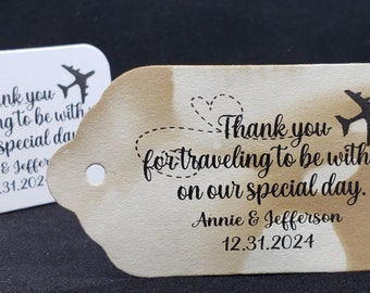 Thank You for Traveling to be With us on our Special Day (my Medium, Large or Small tag) Personalized Choose your Quantity