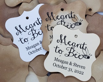 Meant to Bee (my SQUARE tag) 2" x 2"  Personalized Wedding Baby Shower Tag TAG ONLY