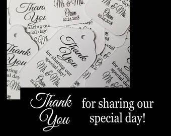 Thank you for Sharing our Special Day Mr and Mrs MEDIUM Personalized Wedding Favor Tag  choose your amount