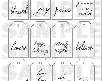 Christmas Script Holiday Package Tags Digital Download NOT a printed tag