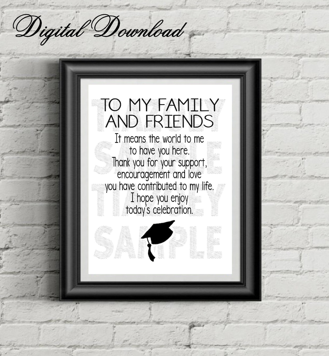 To My Family and Friends Thank You Graduation Digital Download Sign - Etsy
