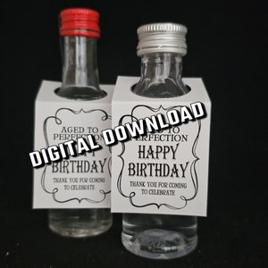完璧に熟成されたハッピーバースデー、ご来場ありがとうございました、ショットドリンクのギフトタグデジタルダウンロード、印刷されたタグではありません