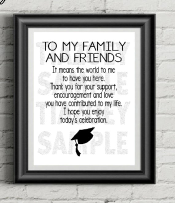 To My Family and Friends Thank You Graduation 8x10 5x7 4x6 - Etsy