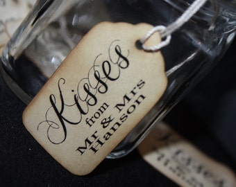 Kisses from Mr and Mrs SMALL 2" Personalized Favor Tag Thank you Favor