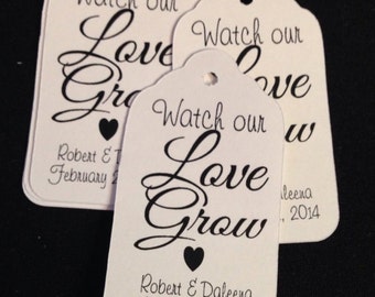 Watch our Love Grow Personalized (my MEDIUM tag) 1 3/8" x 2 1/2" Wedding, baby shower, Shower, Favor Tag succulent tag, plant tag