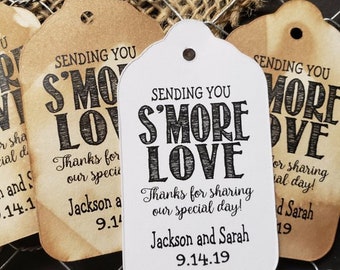 Sending You Smore Love Thanks for Sharing our Special Day LARGE 3 1/4 x 1 3/4 Tags Personalized Wedding Favor Tag S&#39;more Love