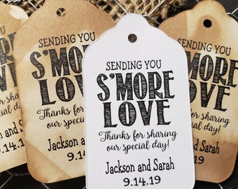 Sending You Smore Love Thanks for Sharing our Special Day LARGE 3 1/4 x 1 3/4 Tags Personalized Wedding Favor Tag S'more Love