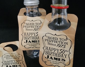 Aged To Perfection (RECTANGLE Tags) 1.5" x 3" Hanging Hole, Happy Birthday, Anniversary bottle tag, tag only
