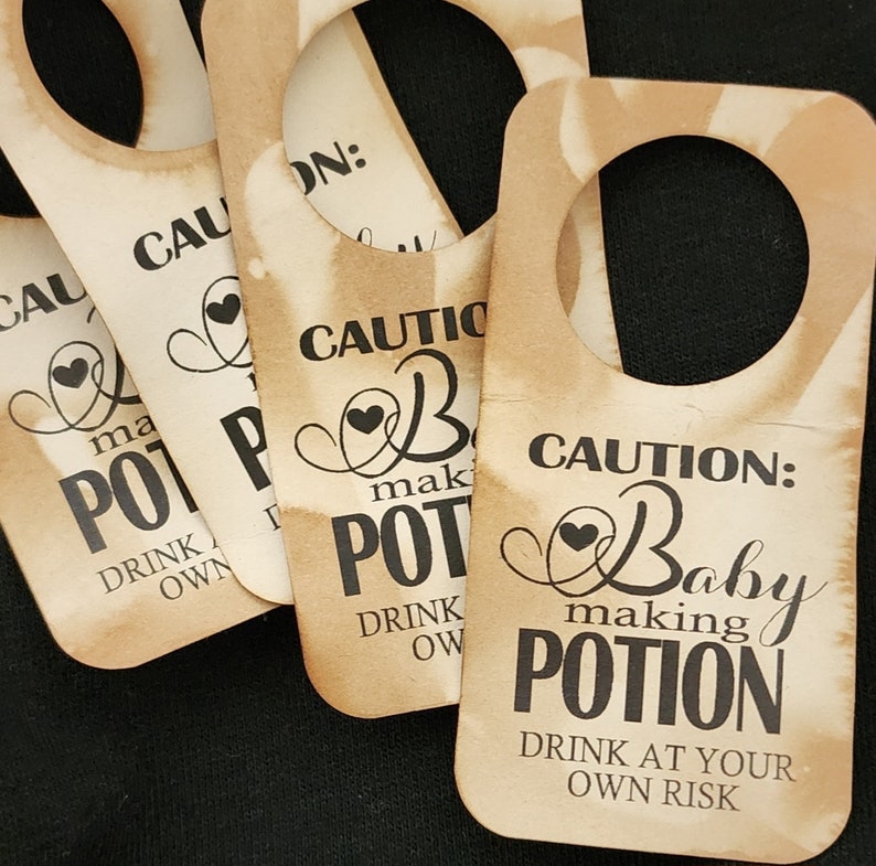 Caution Baby Making Potion Drink at Your Own Risk RECTANGLE Tags 1.5 x 3 With 1 Hanging Hole, NON-Personalize, tag only image 3