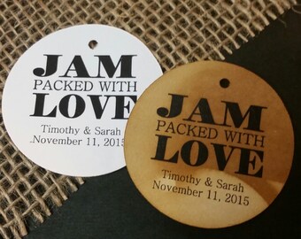 Jam Packed with Love Personalized Wedding Favor (my Round 2" tag) tag choose your amount