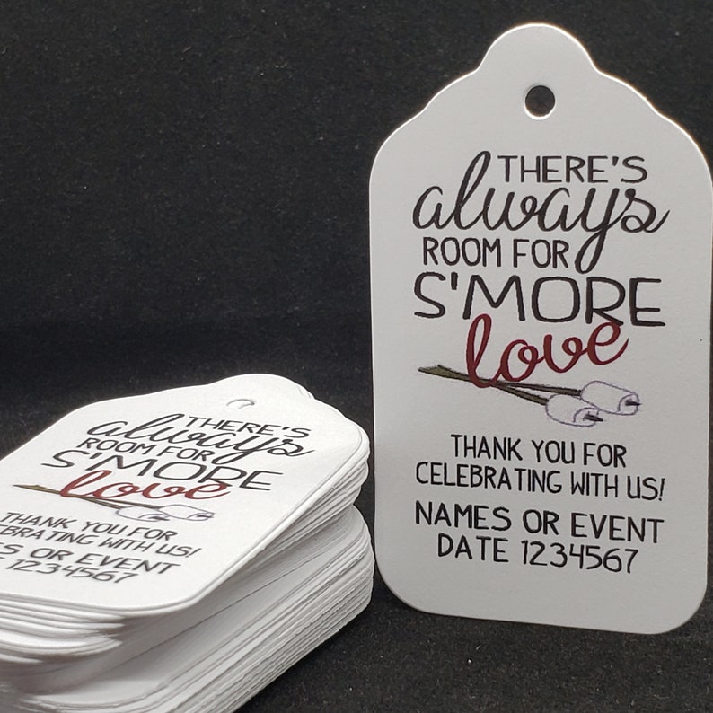 Always Room for Smore Love Thank You for Celebrating With us (my MEDIUM ) 1 3/8" x 2 1/2" Tags Personalized Wedding Favor Tag S'more Love bild 1