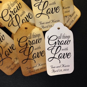 All Things Grow with Love Favor Tags CHOOSE your Quantity SMALL 2"