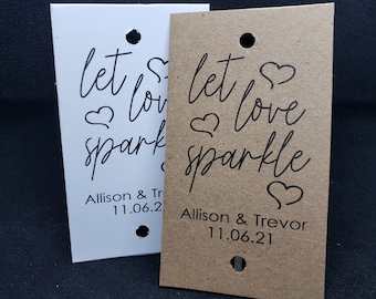 Let Love Sparkle (RECTANGLE Tags) 2" x 3 1/2" Personalized Sparkler tag