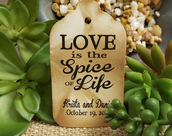 Love is the Spice of Life (my SMALL tag) 1 1/8" x 2" Personalized Favor Tags Thank you keepsake Favor