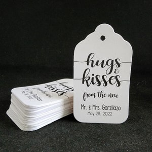 Hugs and Kisses From the New Mr and Mrs (my MEDIUM, LARGE or SMALL tag) Personalized Kiss Favor Tag Choose your amount Candy kiss