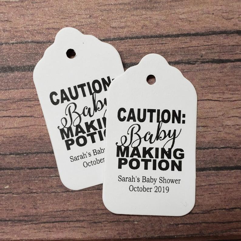 Caution Baby Making Potion Favor Tag MEDIUM Tags Personalize Etsy