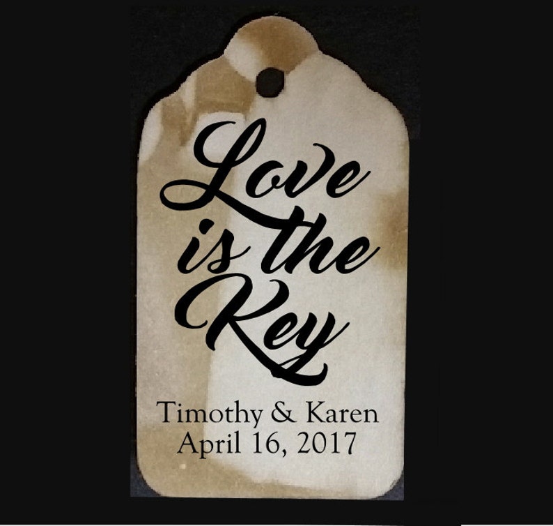 Love is the Key Favor Tag MEDIUM Tags Personalize With Names Etsy