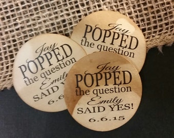 2" STICKER Popped The Question Personalized Wedding Engagement Shower Favor STICKER choose your amount sold in sets of 20 STICKERS