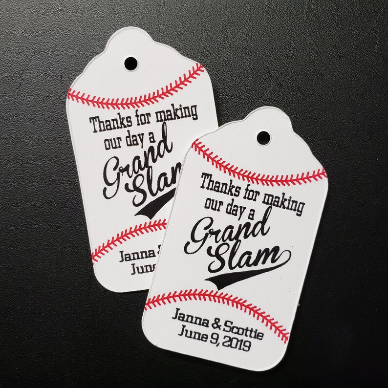 Grand Slam MEDIUM Personalized Wedding Favor Tag choose your amount image 1