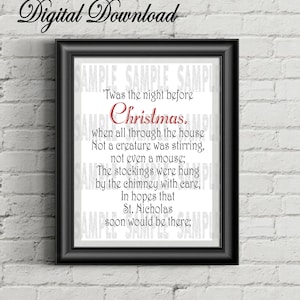 Twas the Night Before Christmas Digital Download Sign