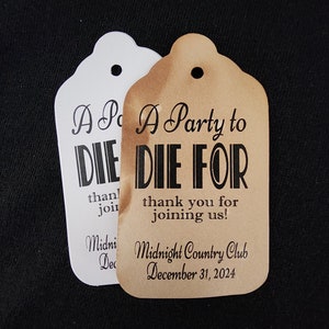 A Party to Die For my SMALL, MEDIUM, LARGE Favor Tag, Gatsby 1920s, murder mystery, thank you for joining us image 9