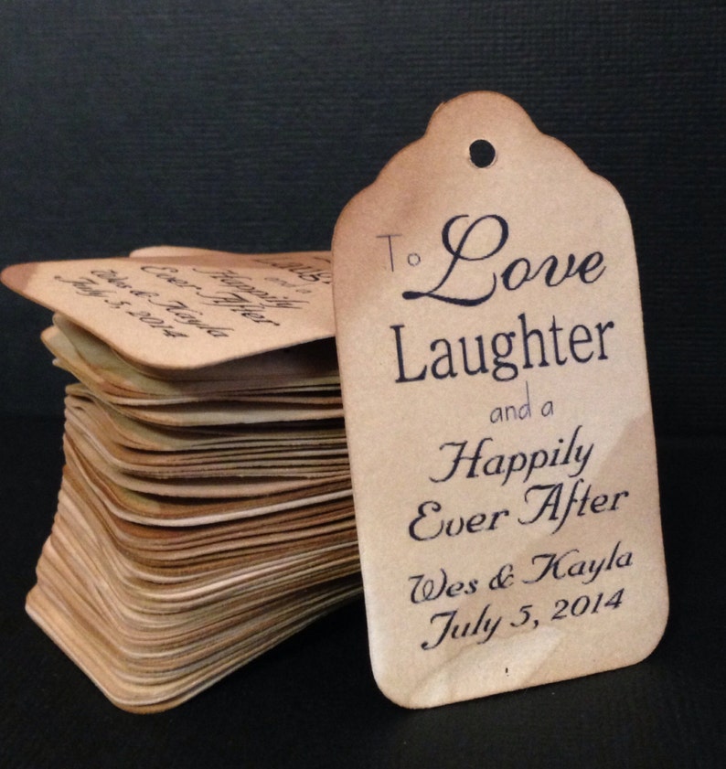 Love and Laughter and a Happily Ever After MEDIUM Tags Personalize with names and date image 1