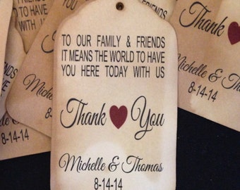 To Our Friends and Family Thank You MEDIUM Personalized Wedding Favor Tag  choose your amount