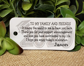 To My Family and Friends Thank you Graduation Class of  1.5" x 3" RECTANGLE Personalized Favor Tag  choose your amount