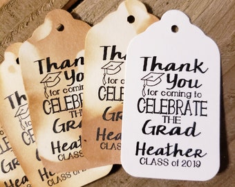 Thank you for coming to celebrate the GRAD (my SMALL tag) 1 1/8" x  2" Favor Tag Graduation, favor, tag