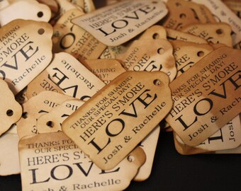 Personalized S&#39;More Love 100 SMALL 2&quot; Favor Tag