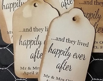 and they lived happily ever after LARGE Tags Personalize with names and date Choose your Quantity