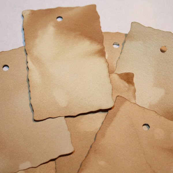 100 MEDIUM Rectangle Tea Stained Tags Vintage Primitive Grungy