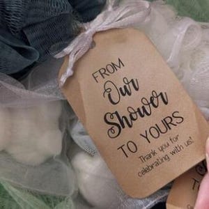 From Our Shower to Yours (my MEDIUM, LARGE or SMALL tag) Non-Personalized Shower Favor Tag Choose your amount