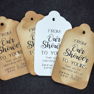 From Our Shower to Yours (my MEDIUM, LARGE or SMALL tag) Personalized Shower Favor Tag Choose your amount