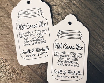 Hot Cocoa Mix Directions (my MEDIUM) 1 3/8" x 2 1/2" Tags Personalize with names date, keep warm,