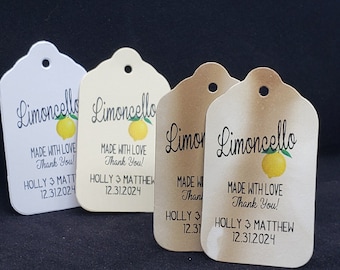 Limoncello Made with Love Thank You (SMALL, MEDIUM, LARGE Tags) Personalized keepsake souvenir party favor Choose your size tag