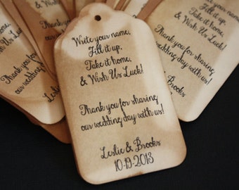 Personalized Wedding Drink Tag Fill It Up favor tags Here is Your Glass Write your Name