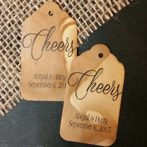 Cheers MEDIUM Personalized Wedding Shower Party Favor Tag  choose your amount