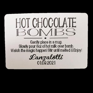 Hot Chocolate Bombs with Directions 2&quot; x 3&quot;  STICKER Personalized Favor STICKER