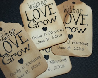 Regardez nos étiquettes de cadeaux de mariage Love Grow Extra SMALL 7/8 x 1 5/8